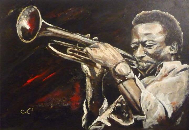 Peinture intitulée "Miles Davis" par Sandrine Chalot, Œuvre d'art originale, Acrylique