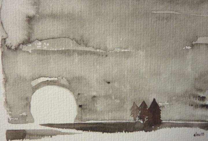 Peinture intitulée "Lune au chapeau - t…" par Clau Redier-Clément, Œuvre d'art originale, Aquarelle