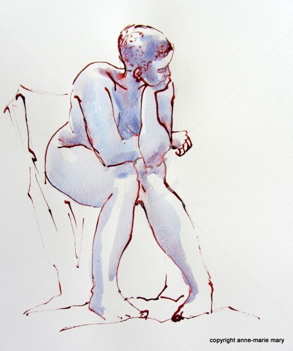 Peinture intitulée "croquis Solenn 27 m…" par Anne-Marie Mary, Œuvre d'art originale, Encre