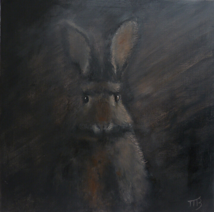 Malerei mit dem Titel "Lapin" von M Batté Gauthier, Original-Kunstwerk, Öl