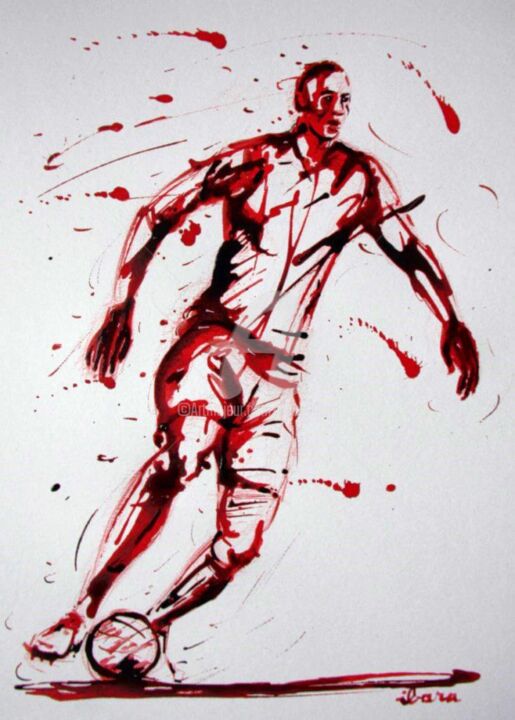 football-n-70-dessin-d-ibara-a-l-encre-rouge-sur-papier-aquarelle-300gr-format-30cm-sur-42cm.jpg 图画, 16.5x11.8 in