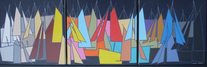 Ζωγραφική με τίτλο "Select sails" από Nyls  Eliot, Αυθεντικά έργα τέχνης, Ακρυλικό