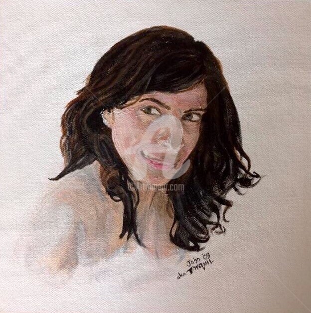 Peinture intitulée "Dark haired woman" par Eye Mage, Œuvre d'art originale, Acrylique