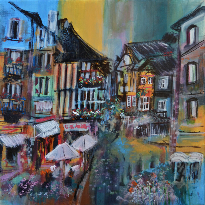 Malerei mit dem Titel "Ensemble dans les r…" von Muriel Cayet, Original-Kunstwerk, Acryl