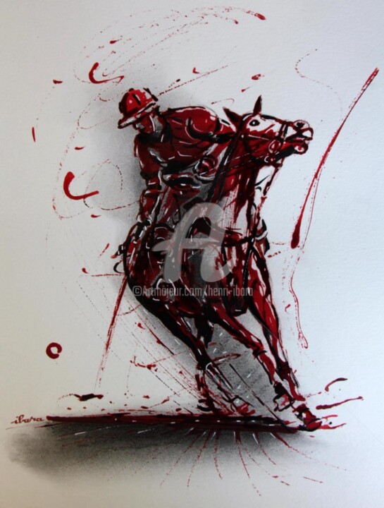 joueur-de-polo-a-cheval-dessin-d-ibara-a-l-encre-rouge-et-sanguine-sur-papier-aquarelle-300gr-format-30cm-sur-42cm-2.jpg 图画, 16.5x11.8 in