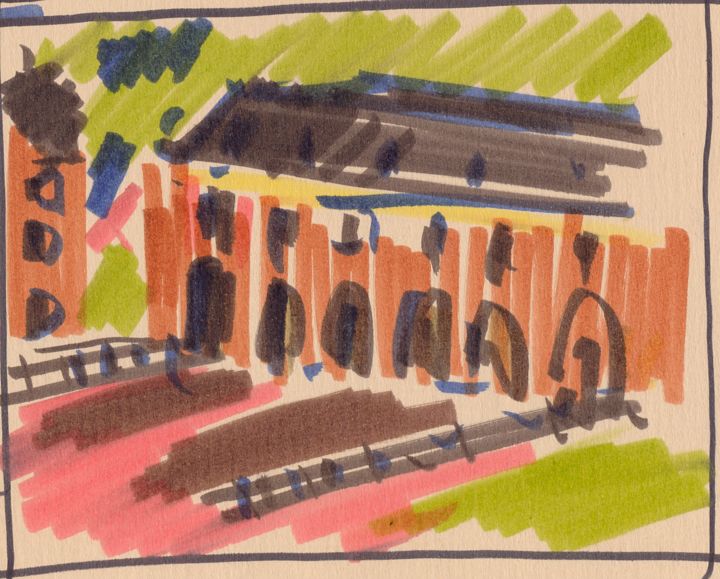 Dampierre 9 - Drawing, 3.9x5.5 in