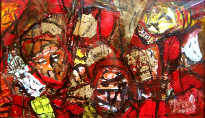 La danse des masques 拼贴, 11.4x19.3 in