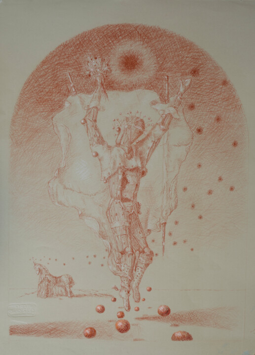Drawing titled "Skydiver" by Mandy Sand, Original Artwork, Chalk