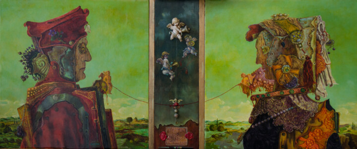 Painting titled "Hommage to Piero de…" by Mandy Sand, Original Artwork, Oil