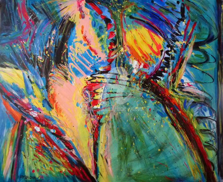 Peinture intitulée "Peinture abstraite…" par Lucie Rydlova, Œuvre d'art originale, Acrylique