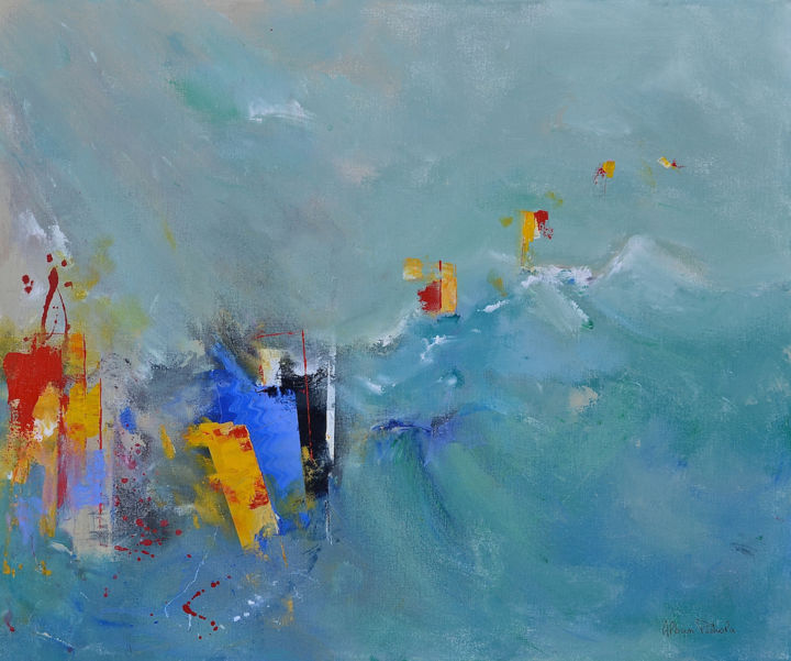 Exil bleu : la Retirada 绘画, 19.7x23.6 in