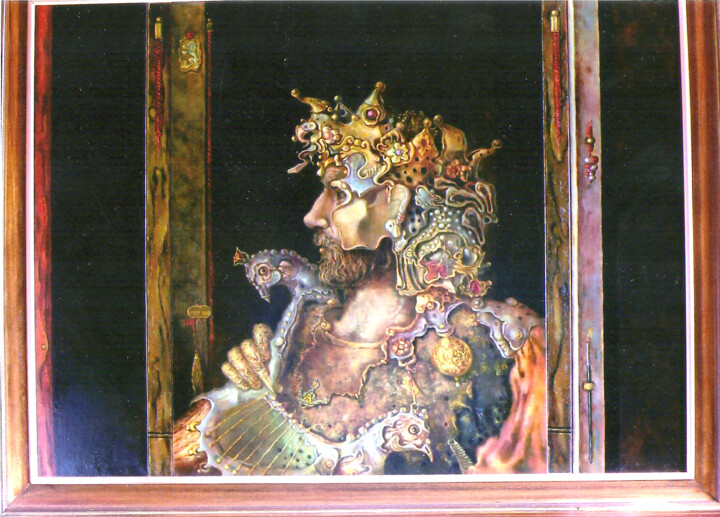 Painting titled "King  David" by Mandy Sand, Original Artwork, Oil