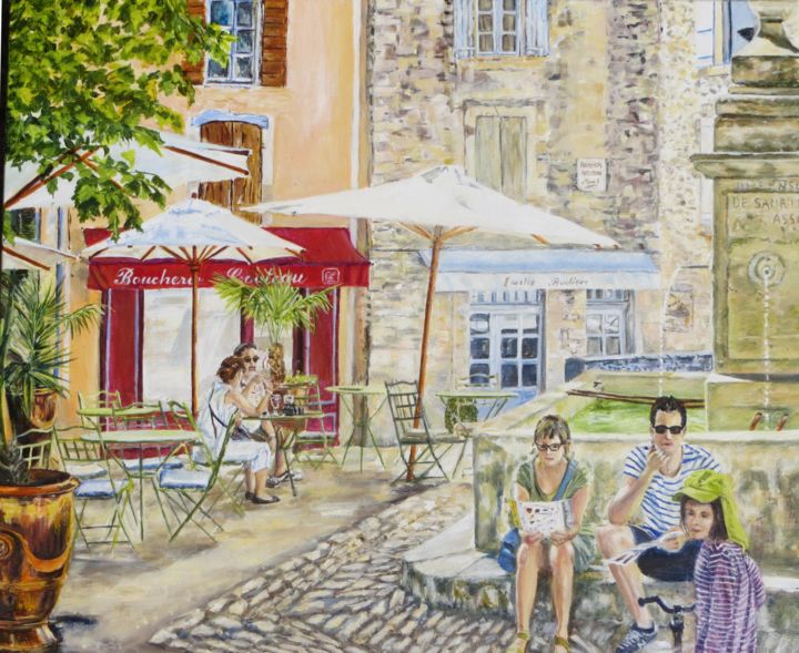 Peinture intitulée "POSE FRAICHEUR A GO…" par Chantal Martin (chm), Œuvre d'art originale, Huile