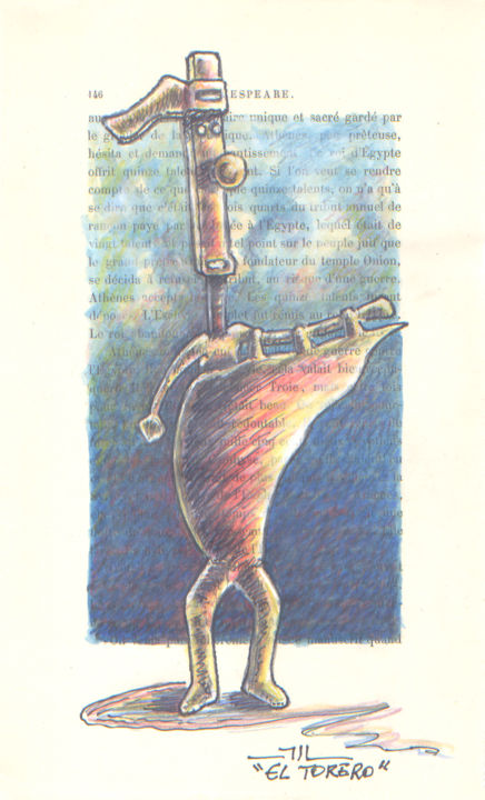 EL TORERO (croquis de sculpture) 图画, 9.5x5.9 in