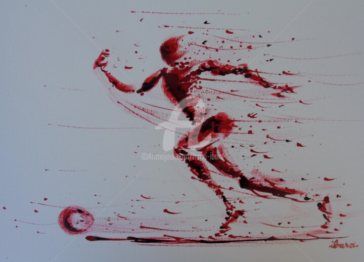 football-n-75-dessin-d-ibara-a-l-encre-rouge-et-sanguine-sur-papier-aquarelle-300gr-format-30cm-sur-42cm.jpg 图画, 11.8x16.5 in