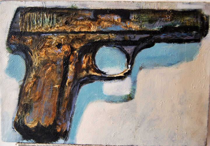 Painting titled "Pistol" by Yuan Ming, Original Artwork, Objects