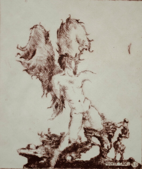 Printmaking titled "Handless Angel-" by Mandy Sand, Original Artwork, Etching