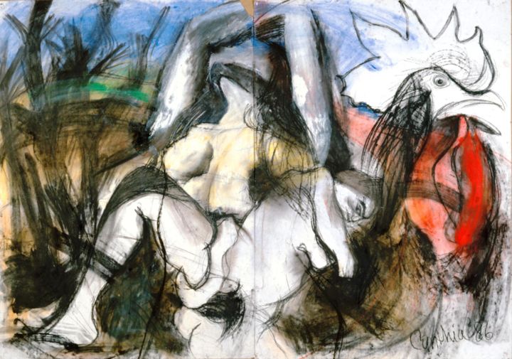 Tekening getiteld "Study for Woman in…" door Cynthia Ruffin, Origineel Kunstwerk