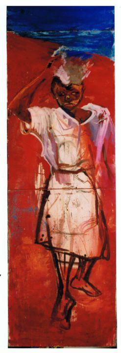 Schilderij getiteld "African Girl" door Cynthia Ruffin, Origineel Kunstwerk, Acryl