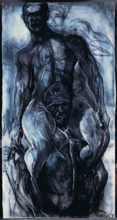 Schilderij getiteld "Brothers" door Cynthia Ruffin, Origineel Kunstwerk, Acryl