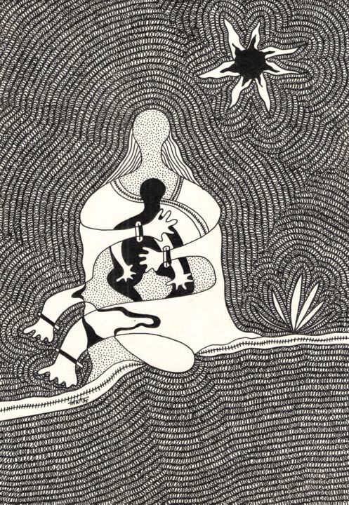 Drawing titled "Blind love -6" by Shanmukha Inkas, Original Artwork, Ballpoint pen