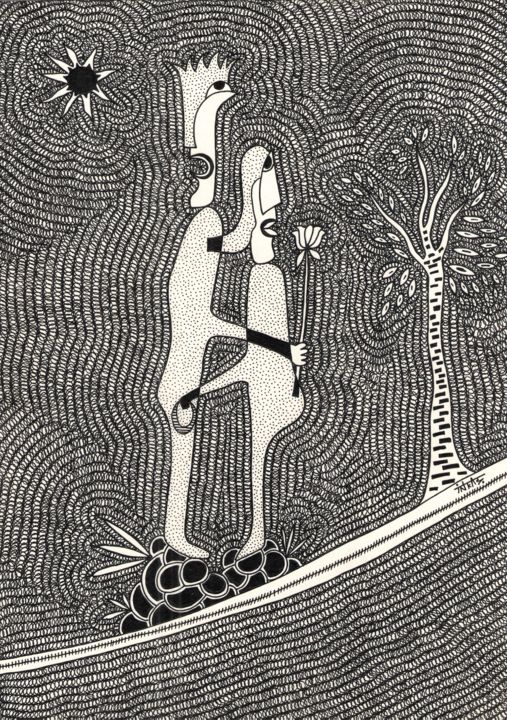 Drawing titled "Blind love - 8" by Shanmukha Inkas, Original Artwork, Ballpoint pen