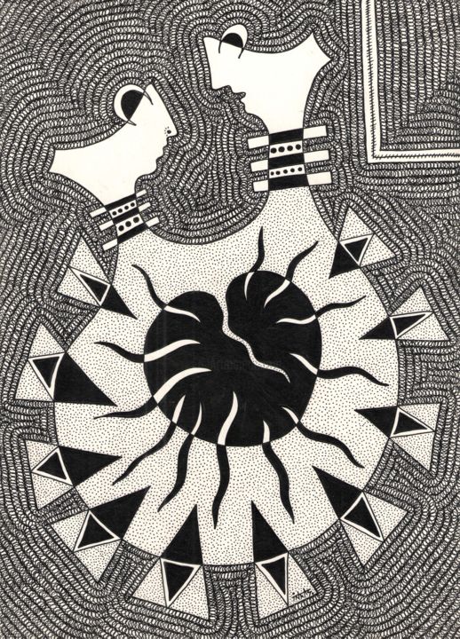 Drawing titled "Blind love - 9" by Shanmukha Inkas, Original Artwork, Ballpoint pen
