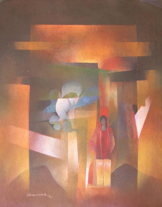 Pintura intitulada "Blue Tree" por Bhawana Choudhary Chandra, Obras de arte originais, Óleo