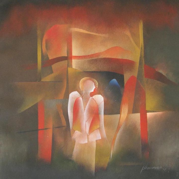 Pintura intitulada "Angel 2" por Bhawana Choudhary Chandra, Obras de arte originais, Óleo