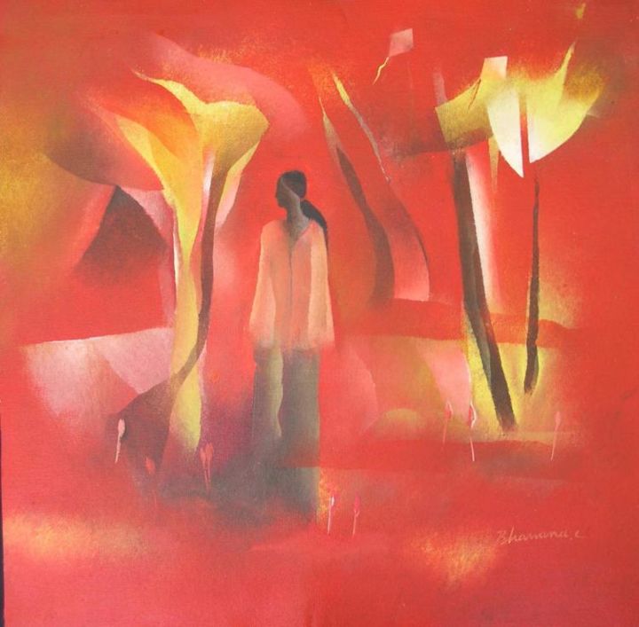 Pintura intitulada "Conversation B" por Bhawana Choudhary Chandra, Obras de arte originais, Óleo