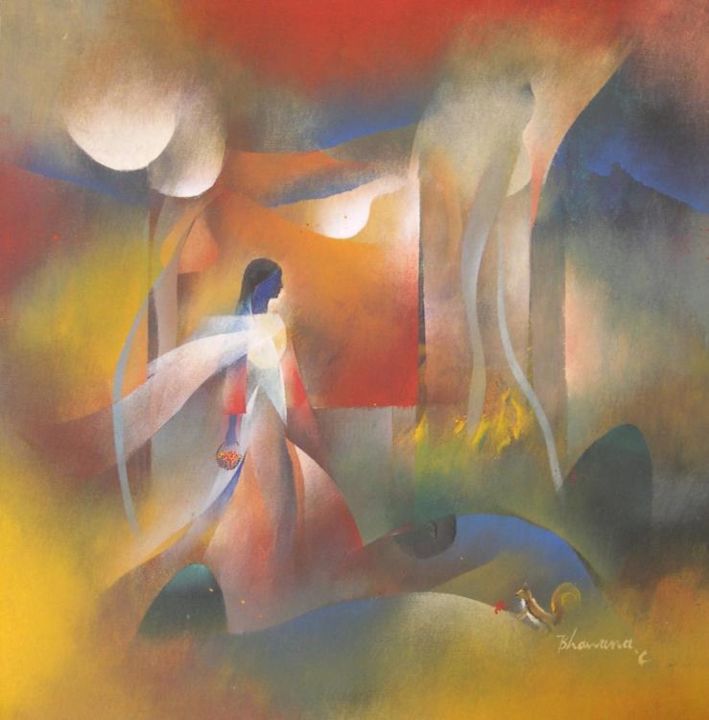 Pintura intitulada "Conversation C" por Bhawana Choudhary Chandra, Obras de arte originais, Óleo