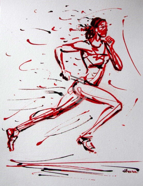 relais-4x400m-feminin-dessin-d-ibara-a-l-encre-rouge-et-sanguine-sur-papier-aquarelle-300gr-format-30cm-sur-42cm.jpg 图画, 16.5x11.8 in