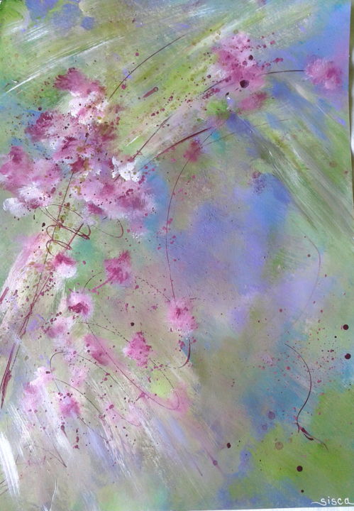 Painting titled "fleurs d'été" by Sisca Couleurs, Original Artwork, Acrylic
