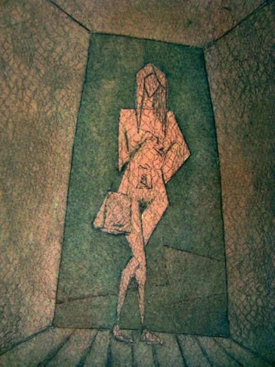 PINK WOMAN IN THE DOOR (1/5) 印花与版画, 7.5x5.9 in