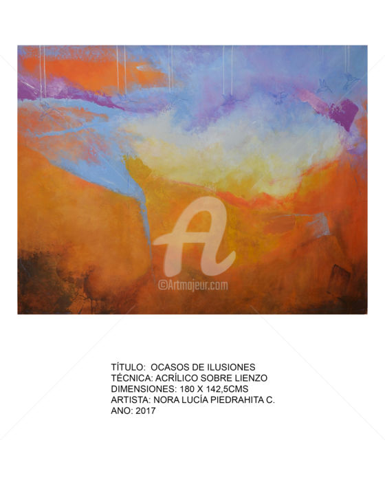 Painting titled "OCASO DE ILUSIONES" by Nora Piedrahita, Original Artwork, Acrylic