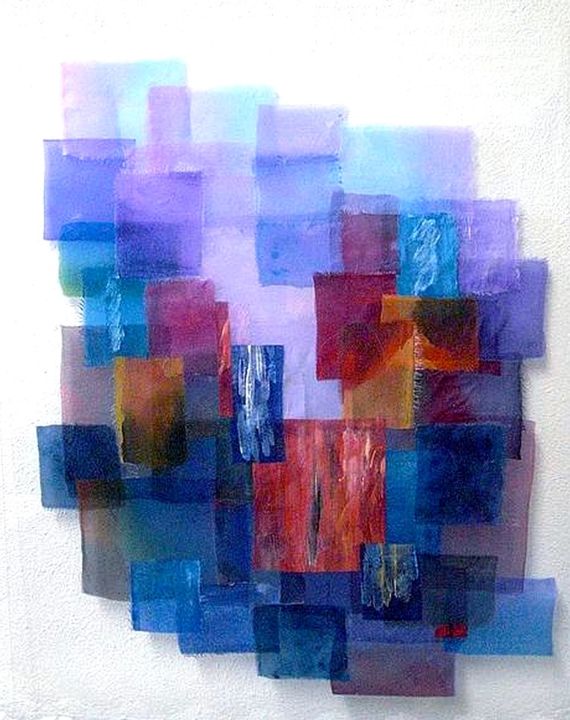 TRANSPARENCE 2 Textile Art, 17.7x15.8 in