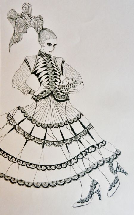 Drawing titled "Tango" by Brigitte Mathé (MBL), Original Artwork, Ink