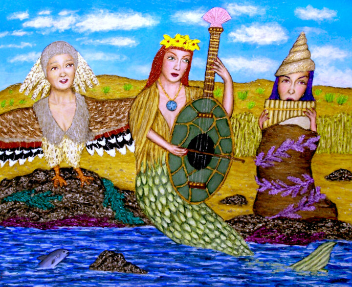 绘画 标题为“Seaside Trio” 由Stephen Warde Anderson, 原创艺术品, 丙烯 安装在木板上