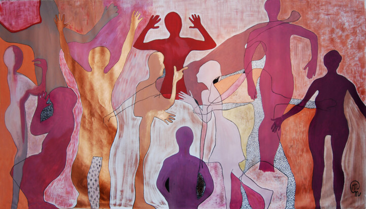 Painting titled "Fresque - en situat…" by Melanie Maquinay, Original Artwork, Acrylic