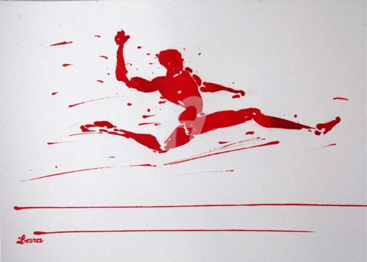 saut-en-longueur-n-3-dessin-d-ibara-encre-rouge-sur-papier-aquarelle-300gr-format-30cm-sur-42cm.jpg 图画, 11.8x16.5 in