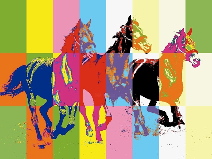 Arts numériques intitulée "SERIE LES CHEVAUX N…" par Alain Vistosi, Œuvre d'art originale, Peinture numérique