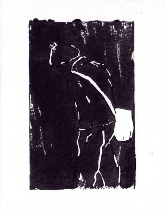 Printmaking titled "Passant 2" by Tristan Ligen, Original Artwork, Linocuts