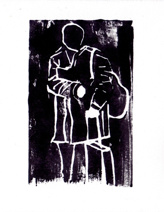 Printmaking titled "Passants 4" by Tristan Ligen, Original Artwork, Linocuts