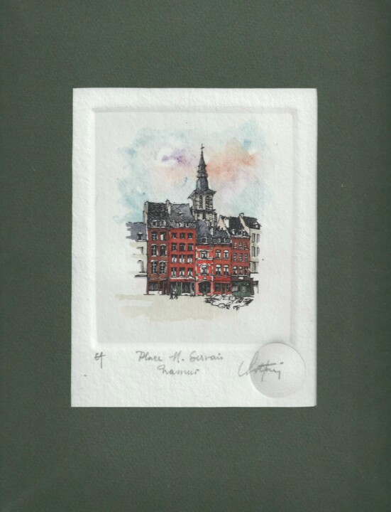 Namur - Place St Servais 印花与版画, 4.8x4.1 in