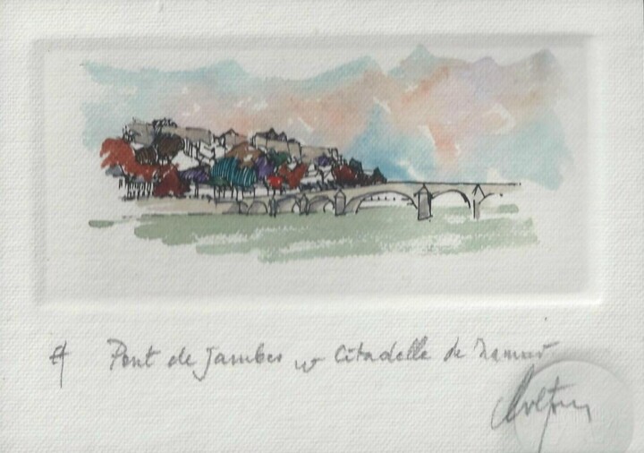 Namur - Pont de Jambes & Citadelle 印花与版画, 4.7x5.9 in