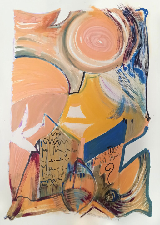 Peinture intitulée "Lecture" par Foltynova, Œuvre d'art originale, Acrylique