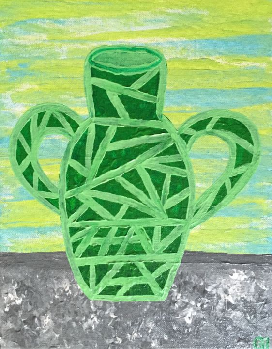 Pittura intitolato "The vase on the tab…" da Giart, Opera d'arte originale, Acrilico