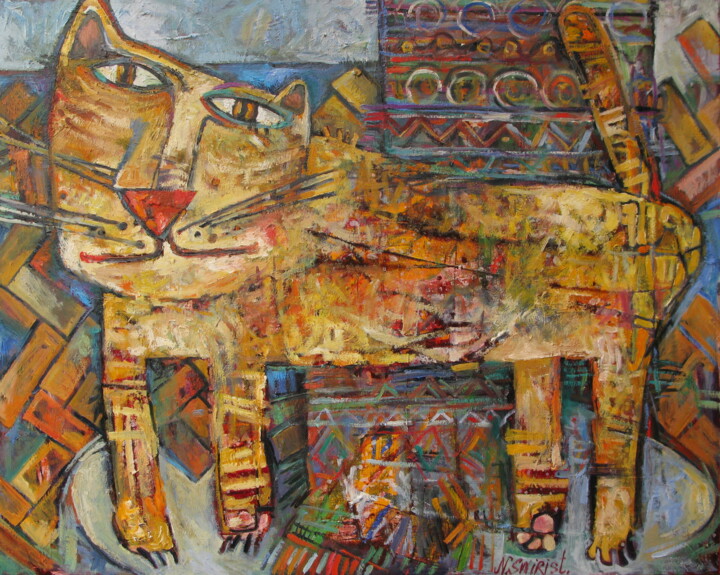 Кот на ковре 绘画, 35.4x39.4 in