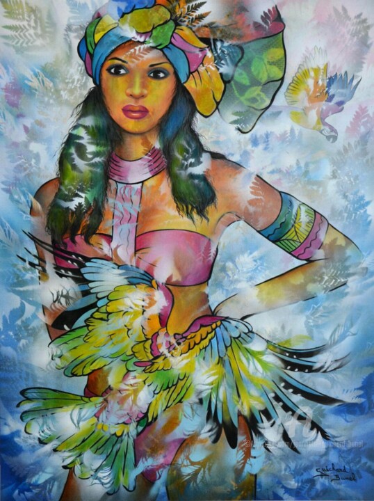 Peinture intitulée "samba" par Jeannette Guichard-Bunel, Œuvre d'art originale, Huile