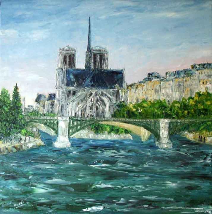 Pintura titulada "AU FIL DE LA SEINE" por Nicodi, Obra de arte original, Oleo